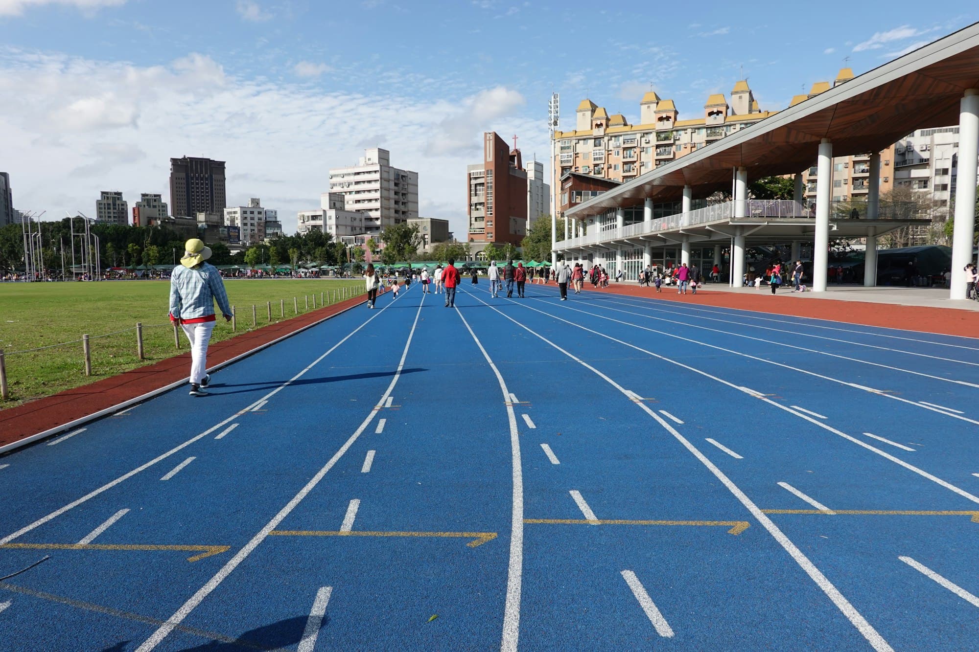 Athletes on a stadium track